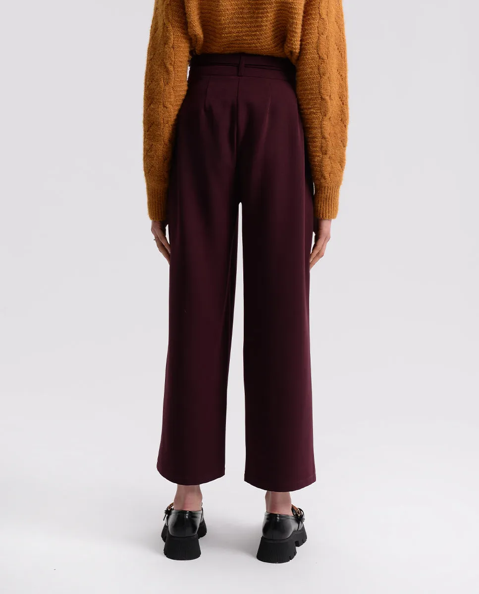 Tie-Waist Dress Pants - Plum