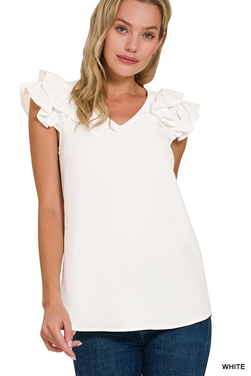 Tiered Ruffle Sleeve Airflow Top