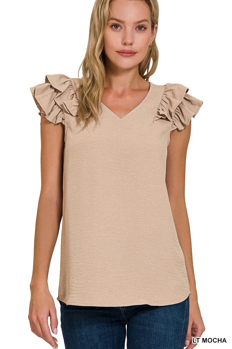 Tiered Ruffle Sleeve Airflow Top