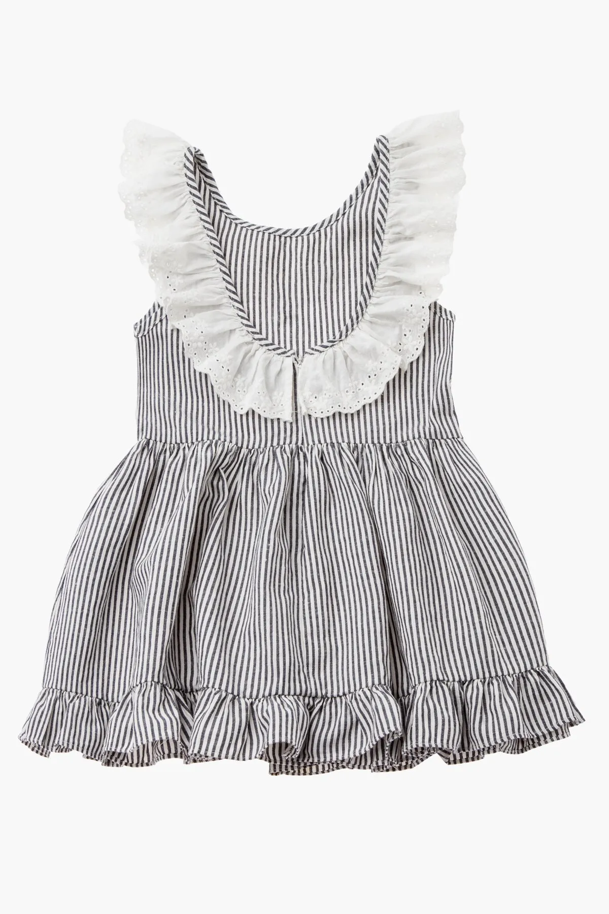 Tocoto Vintage Mini Striped Girls Dress - Navy