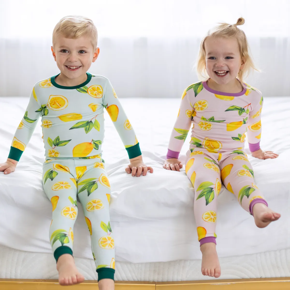 Toddler/Kids Bamboo Pajamas - Green Lemons