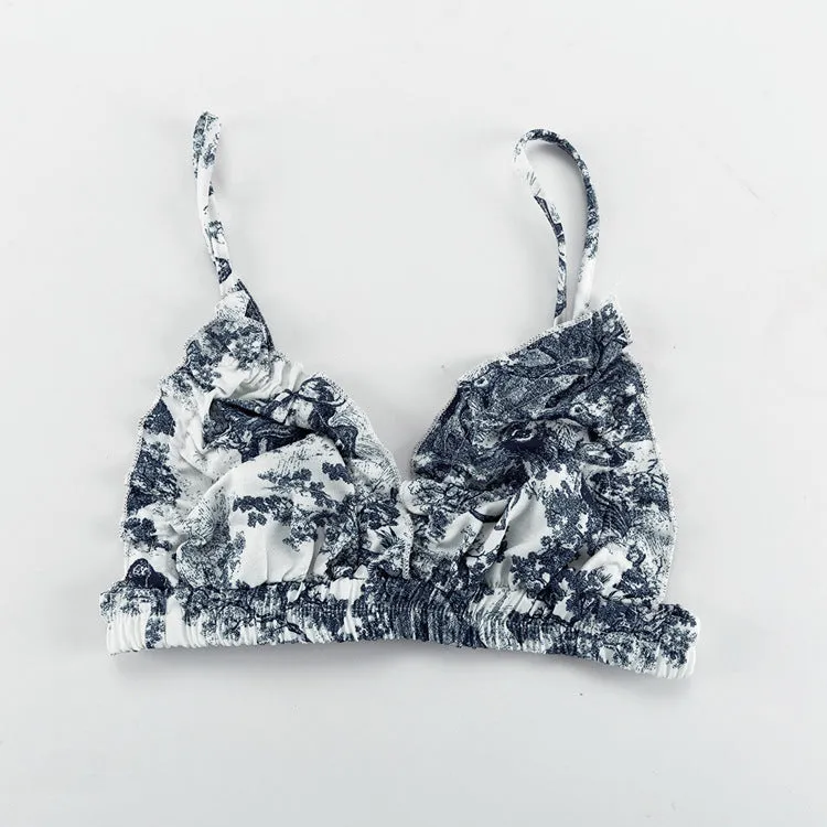 Toile Printed Short, Shirt & Bra