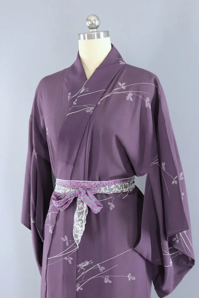 Vintage Crickets Print Kimono Robe