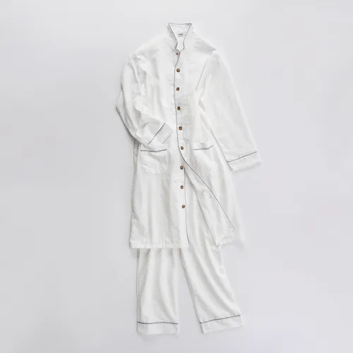 White 2 Layered Gauze Long Pajamas Set [Kyo Wazarashi Mensya]