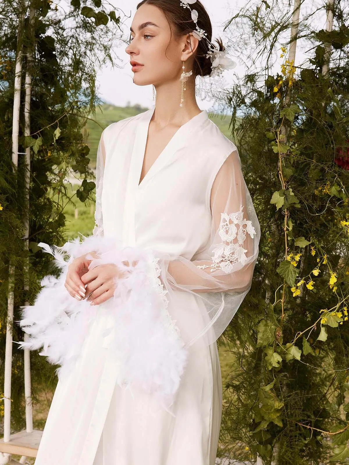 White Feather Bridal Robe