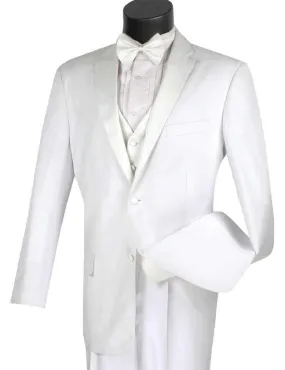 White Tuxedo 3 Piece Regular Fit with White Bow Tie