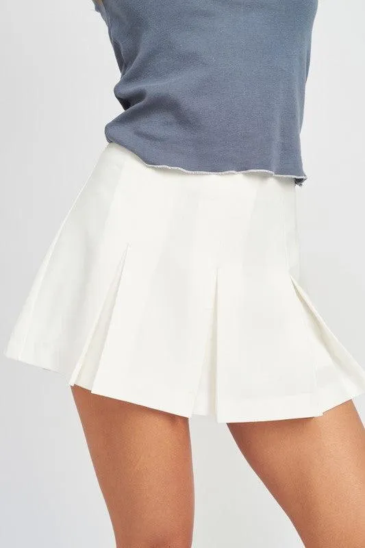 Womens Low Rise Pleated Mini Skort Shorts