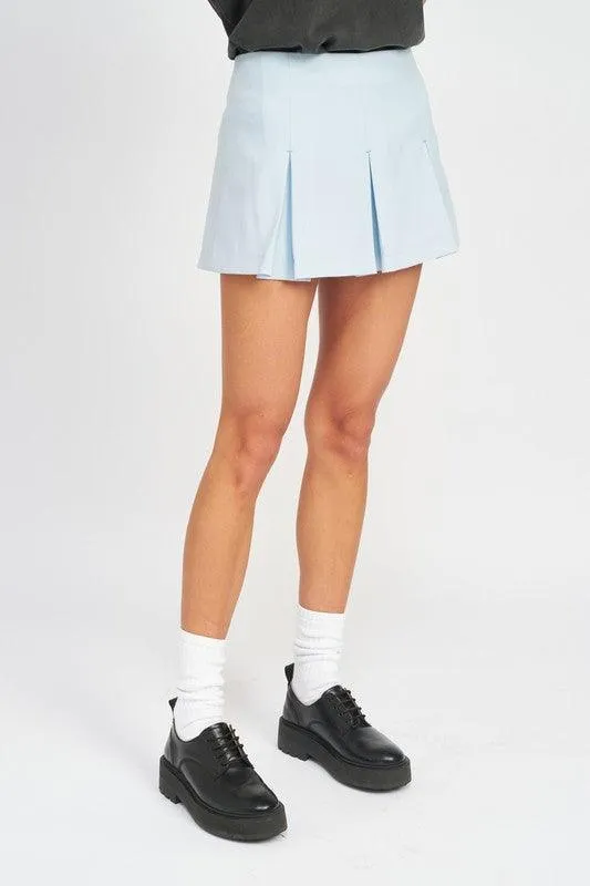 Womens Low Rise Pleated Mini Skort Shorts