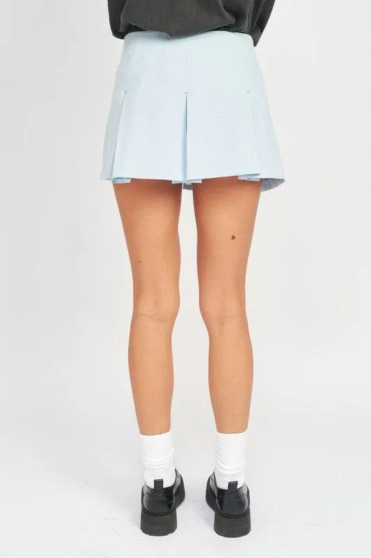 Womens Low Rise Pleated Mini Skort Shorts