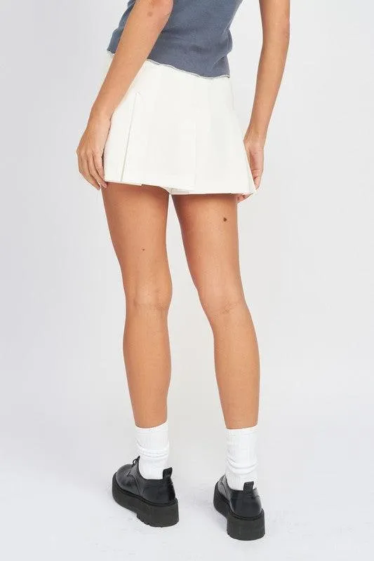 Womens Low Rise Pleated Mini Skort Shorts