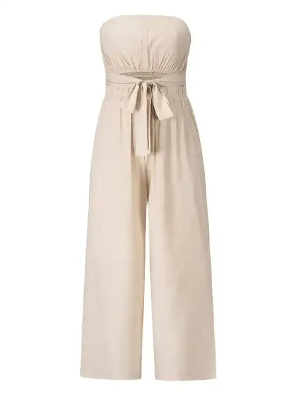 Women’s Strapless Tie-waist Jumpsuit