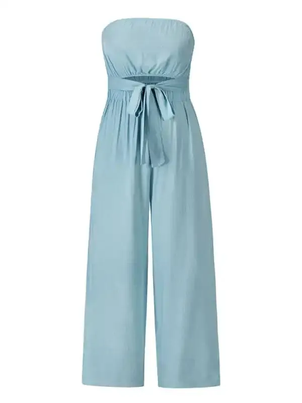 Women’s Strapless Tie-waist Jumpsuit