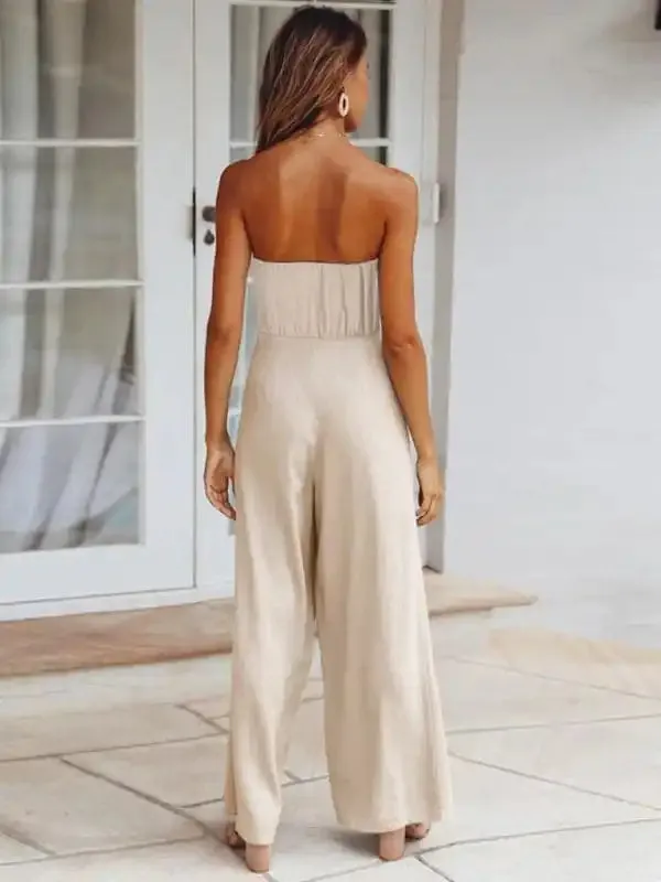 Women’s Strapless Tie-waist Jumpsuit